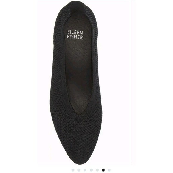 New EILEEN FISHER Gaby Knit PUMPS Platform Heels BLACK Women SIZE 7.5 - Picture 2 of 9